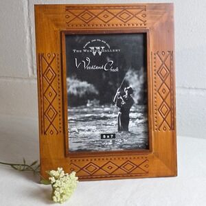 The Weston Gallery Woodland Creek Honey Wood Embossed 5x7 Photo Frame Rustic